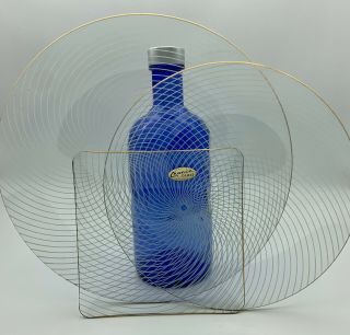 Chance Glass Set Of 3 Vintage 1950’s Atomic Swirl Pattern Plates Mid Century