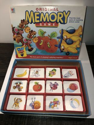 Vintage 1996 Memory Game By Milton Bradley Complete 72 Cards,  Tray,  Box