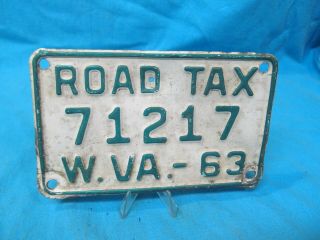 1963 West Virginia Road Tax License Plate 71217