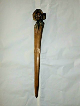 Antique 1800 ' s Young African American Boy Brass Letter Opener 2