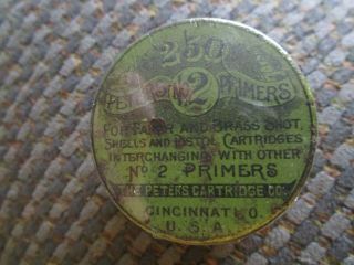 Peters No.  2 Primers Tin For Paper And Brass Shot Shells And Pistol Cartridges