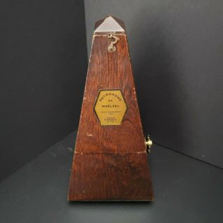 Vintage Metronome De Maelzel For Sears Roebuck & Co Wood Brass Wind Key Latch