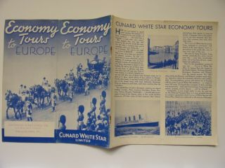 1935,  Cunard White Star Line,  Economy Tours To Europe,  3rd,  Tourist,  Cabin Class