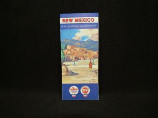 Vintage 1958 Road Map Of Mexico By Chevron Gas Very