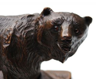 Antique Swiss Black Forest Wood Carving Grizzly BEAR Walking,  Brienz marked 1946 3