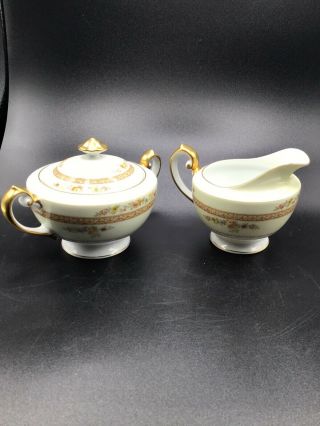 Vintage Meito China Hand Painted Cream And Sugar Bowl Made In Japan