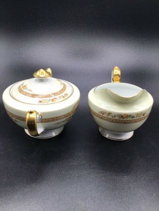 Vintage Meito China Hand Painted cream and Sugar Bowl Made in Japan 2