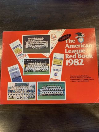 Vintage 1982 Official American League Red Book Nm