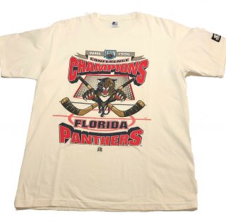 Vintage 90s Florida Panthers Starter T Shirt 1996 Conference Champions Large