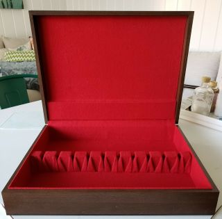 Vintage Wood Silverware Storage Chest Box