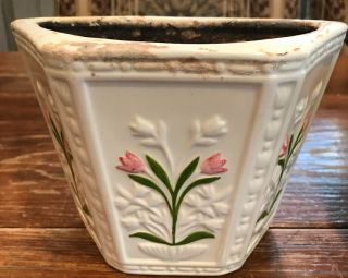 Vintage Hand Painted Ceramic Wall Pocket Portugal Tulips