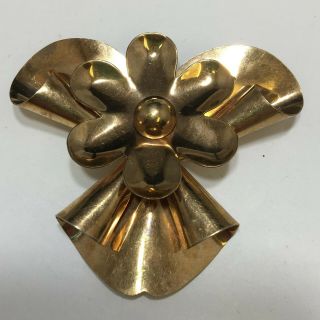 Vintage 1/20 12k Gold Filled Signed Barclay Flower Figural Pin Back Brooch