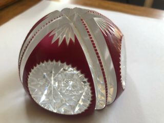 Antique Red Overlay Cut Glass Paperweight Baccarat St.  Louis