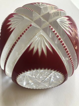 Antique Red Overlay Cut Glass Paperweight Baccarat St.  Louis 2