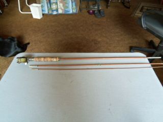 Vintage 3 Piece Custom 8 1/2 Foot Split Bamboo Fly Rod with cage style fly reel 3