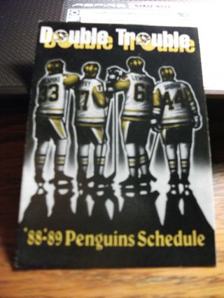 1988 - 89 Pittsburgh Penguins Official Nhl Hockey Schedule