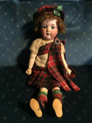 Adorable 12 " Armand Marseille Germany 390.  A.  5/0 M Bisque Head Scottish Doll