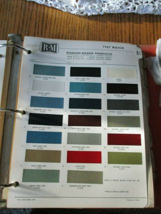 1967 Buick Paint Color Chip Page - R&m Rinshed - Mason