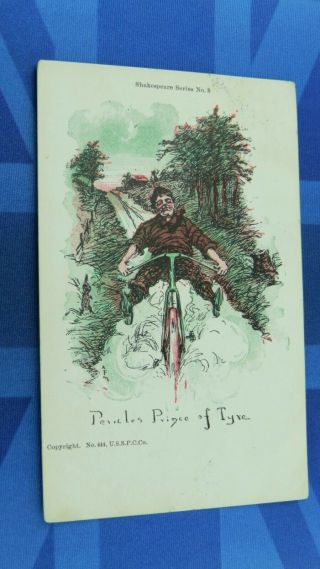Vintage Comic Postcard 1907 Bicycle Cycling Pericles Prince Of Tyre Shakespeare