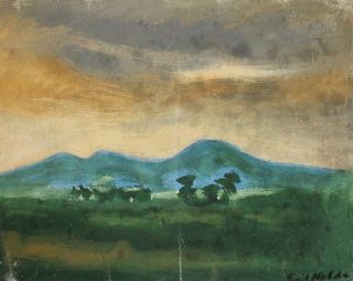 German Art,  Antique Expressionist Oil Painting,  Landscape,  Signed Emil Nolde