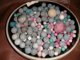 200,  old Vintage/Antique Marbles Handmade Clay stoneware.  MORE COMEING. 2