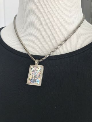Sterling 925 And Roman Glass Pendant Necklace Vintage