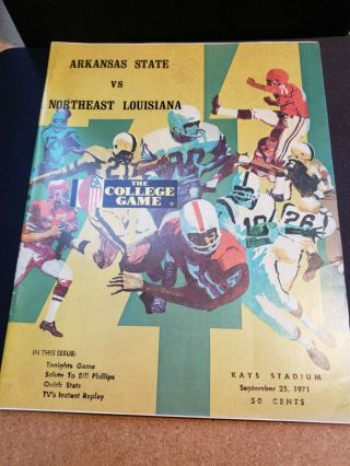 Arkansas State Football Vintage 1971 Program Vs.  Northeast Louisiana