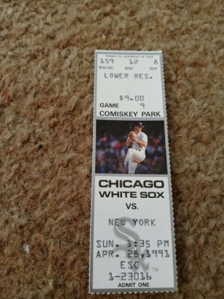 1991 Chicago White Sox Ticket Stub.  April 28,  1991 Vs.  York Yankees.