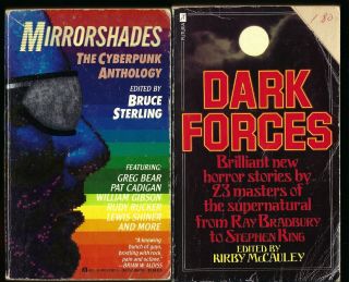 2 X Vintage Science Fiction Books Dark Forces & Mirrorshades Bruce Sterling