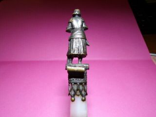 ANTIQUE/VINTAGE BRASS & MOTHER OF PEARL LETTER OPENER W/FIGURAL KNIGHT & SWORD T 3