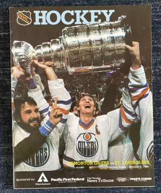 1984 Edmonton Oilers Vs St Louis Blues Program With Ticket Stub / Gretzky Cover