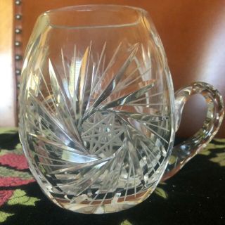 Antique American Brilliant Hand Cut Glass Crystal Beer Mug Stein 5 "