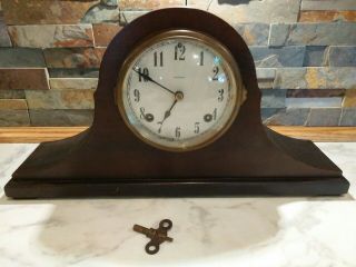 Antique Vintage Ansonia Wooden Wood Mantle Clock W/key Usa