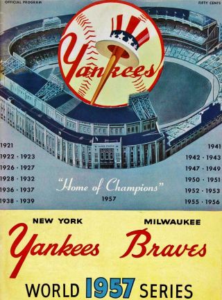 1957 Braves Vs Yankees World Series Program Cover.  Photo Of Cover 7x10