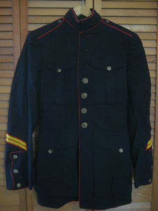 Military Uniform Vintage Usmc Sz S Dress Jacket Coat Blue Red Wool Unknown Era