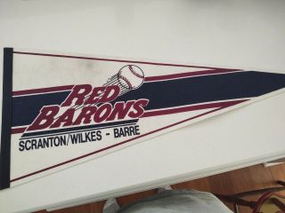 Baseball Pennant Rare Scranton Wilkes - Barre Red Barons 1990 