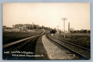 Shippensburg Pa C.  V.  S.  N.  School Train Railroad Antique Real Photo Postcard Rppc