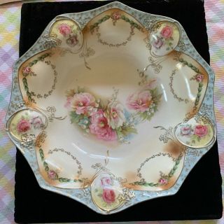 Antique Rs Prussia Fine Porcelain Bowl Shades Pink Peony