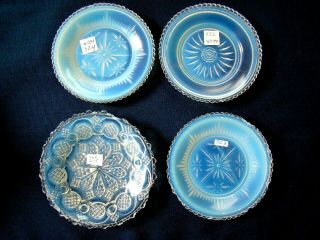 Antique Flint Glass Cup Plate Group Of (4) Opal Plates: 255,  323,  324,  522; Lacy