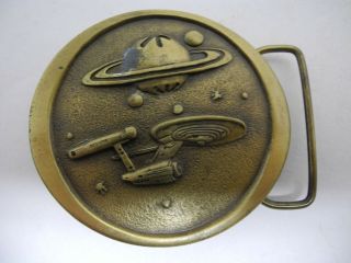 Vintage 1976 Star Trek Ncc1701 Brass Belt Buckle By Indiana Metal Craft