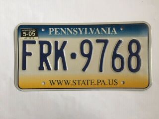 2005 Pennsylvania License Plate Frk - 9768