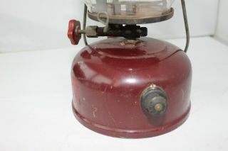Vintage AGM maroon white gas camping lantern Coleman round glass globe 2