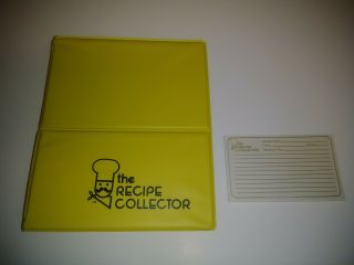 Vtg The Recipe Collector Yellow Standing Vinyl 3 Ring Binder Organizer 40 Pages