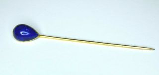 Antique Victorian 14k Solid Gold With Large Blue Lapis Stick Pin 1.  67 Grams