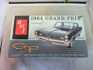 Vintage Amt 1964 Pontiac Grand Prix Builder Kit Painted Black And White