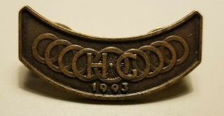Vintage 1993 Hog Harley Owners Group Brass Pin Pinback