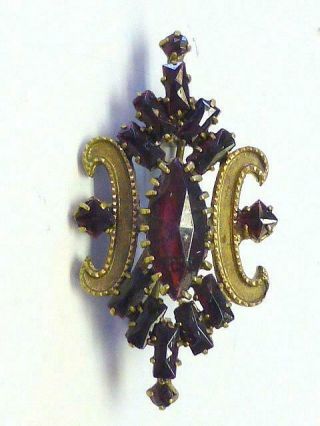 Antique Victorian Red Garnet Gold Filled Brooch Pin