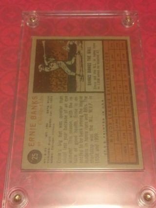 1962 Topps Ernie Banks Chicago Cubs 25 Baseball Card 2