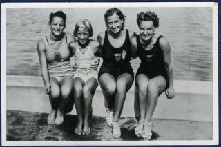American Olympic Women Swimmers 1936 Summer Games Orig German Collector Card