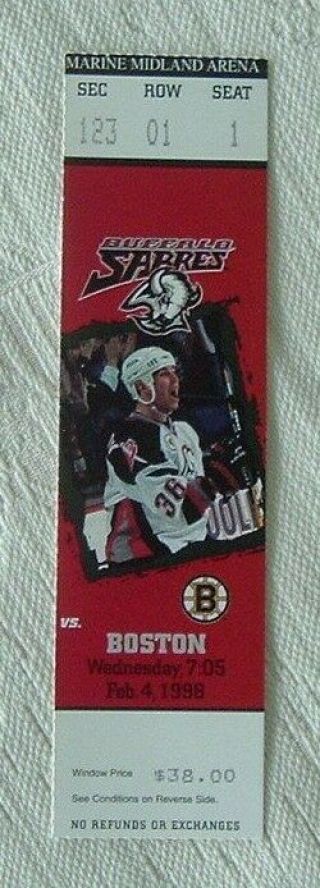 Nhl Hockey Boston Bruins @ Buffalo Sabres Ticket Stub 02/04/98 - Matthew Barnaby